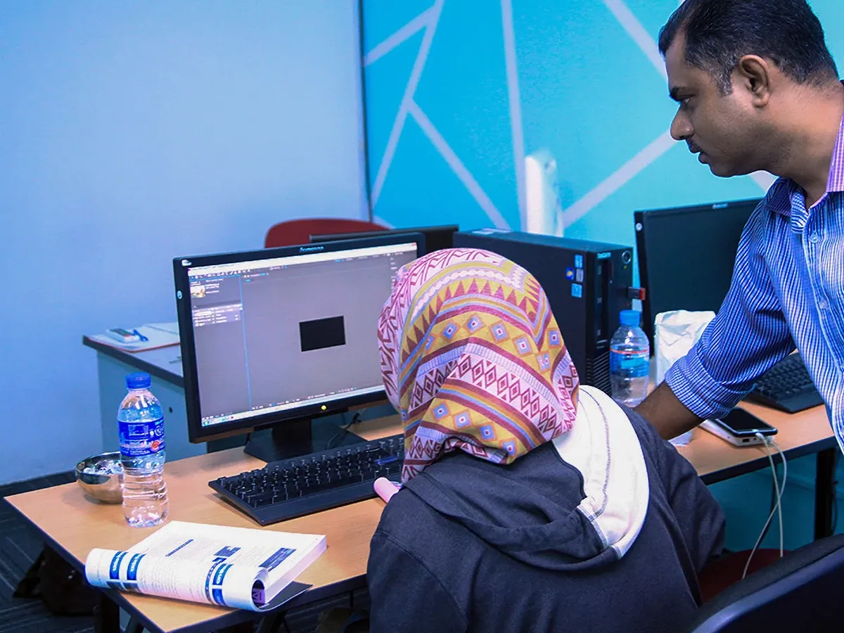 Instructor providing one-on-one guidance