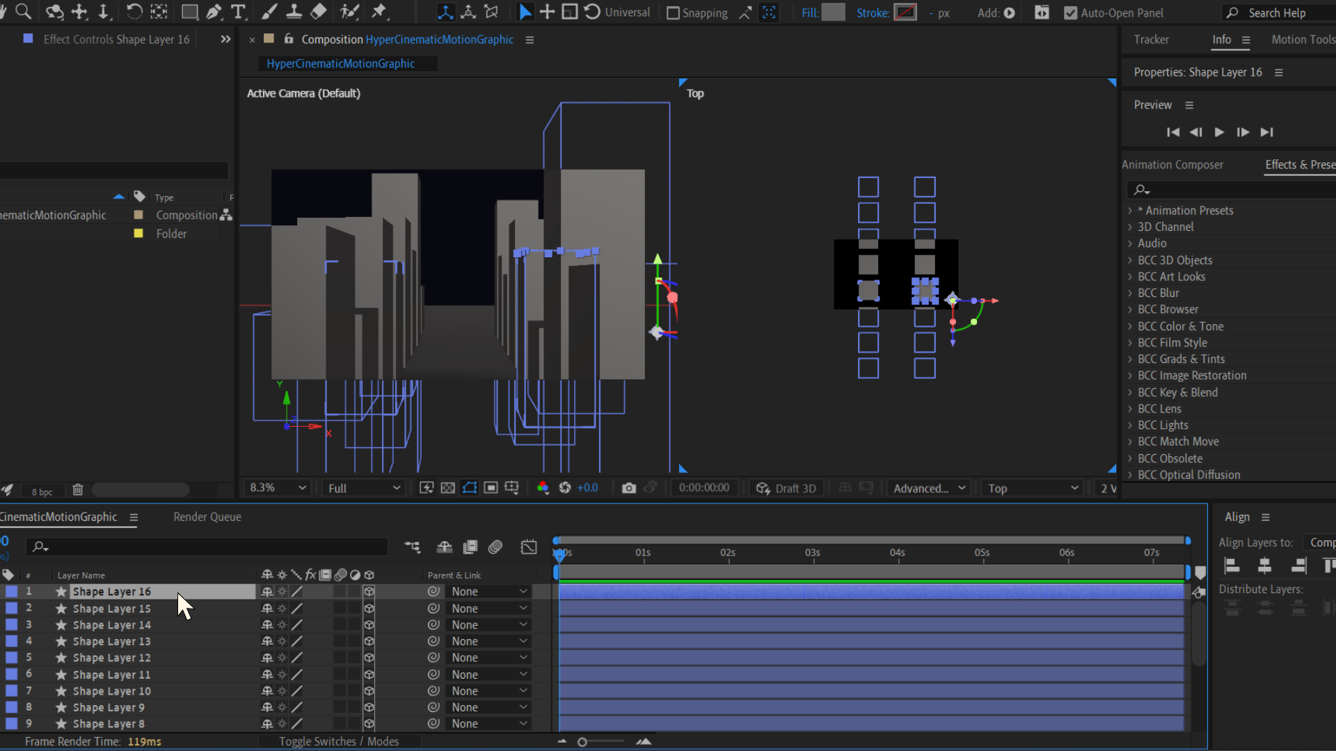 Segiempat yang diduplikasi dalam Z space — tutorial Adobe After Effects Malaysia