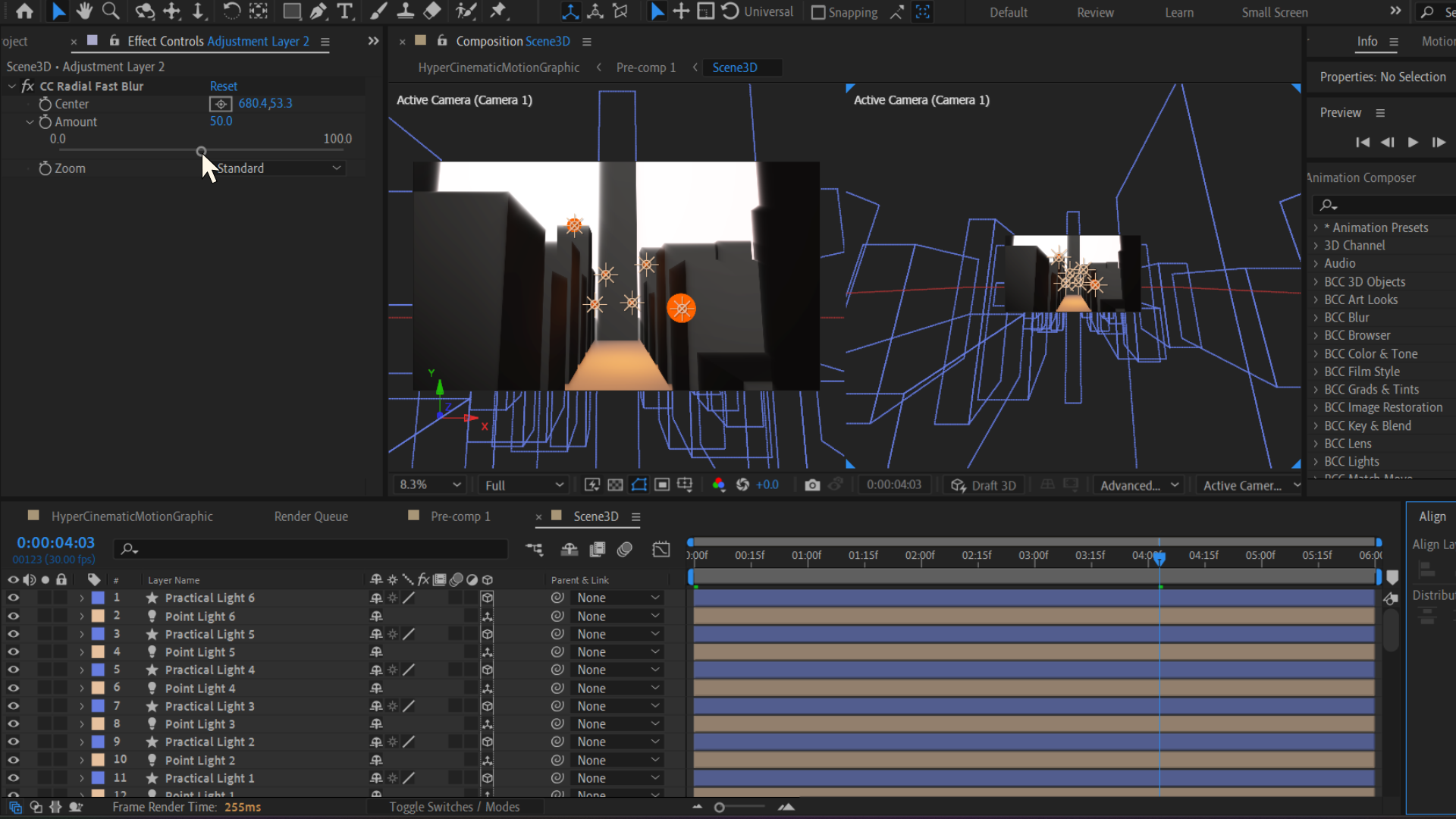 CC Radial Fast Blur adjustment layer — tutorial Adobe After Effects Malaysia